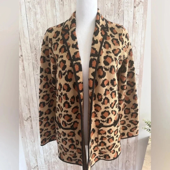 Talbots Open Front Animal Print Leopard Cardigan - Picture 1 of 3